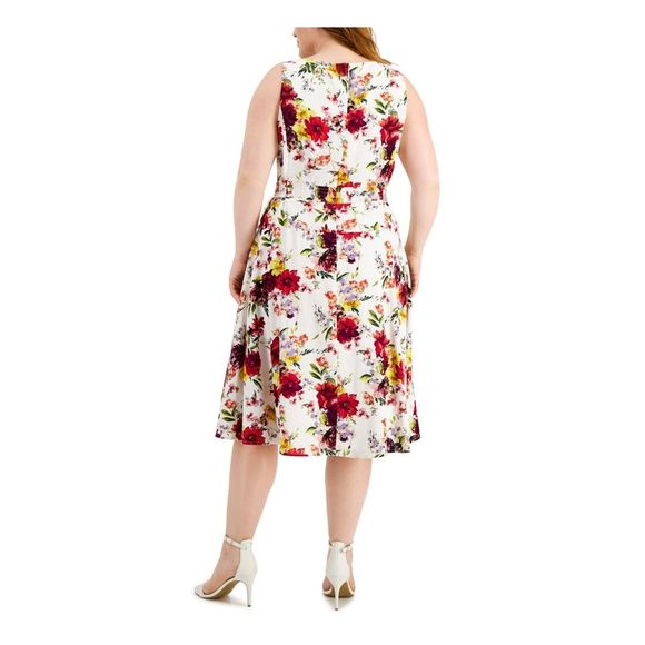 TAYLOR Womens White Tie Back Sleeveless Fit + Flare Dress Plus 20W - Picture 2 of 2